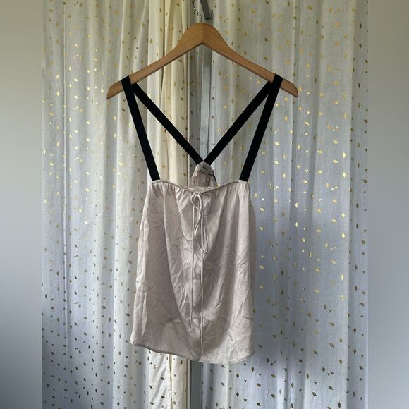 ASOS Flowy Sheer Blousen Racerback Cami Top NWT Rock Chic Girly Black Beige 6 - Picture 2 of 5